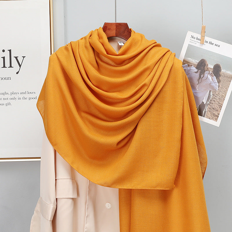 Women's Korean-style Solid Color Cotton And Linen Scarf Spring And Autumn