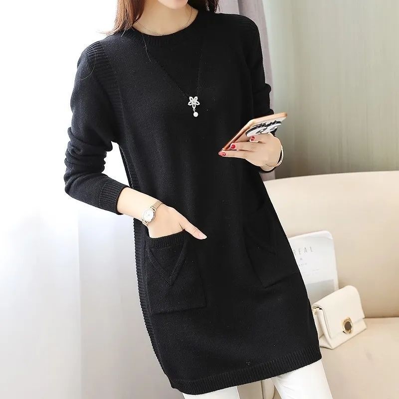 Thickened Mid-length Knitted Dress, Women's Style
