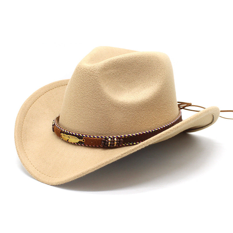 Ethnic Style Metal Feather Western Denim Top Hat