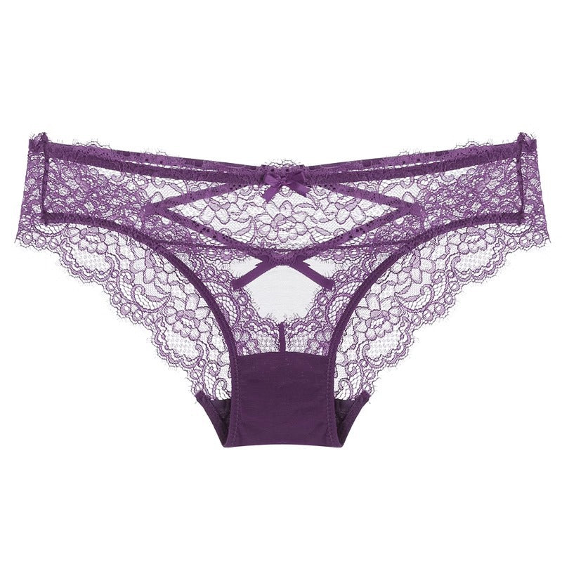 Cross Hollow Girl Transparent Low Waist Women's Briefs Breathable