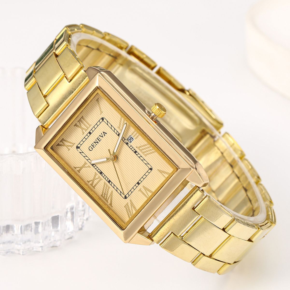 Men's Retro Simple Stylish Square Dial Calendar Quartz Watch