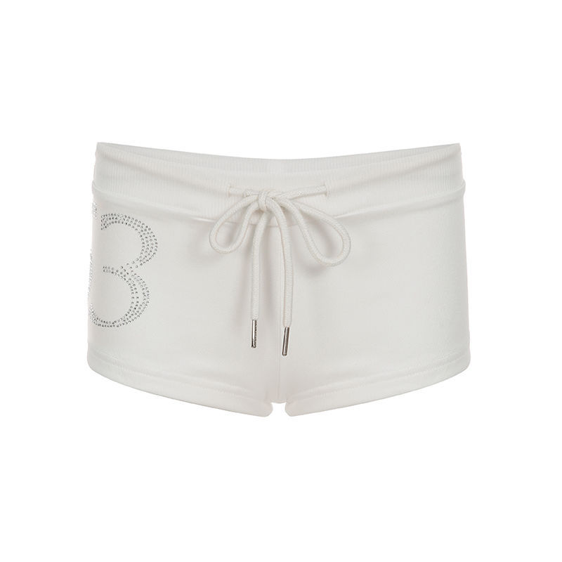 Tight-fitting Hot Pants With A Low Waist And Rhinestone Detailingperfect For Summer