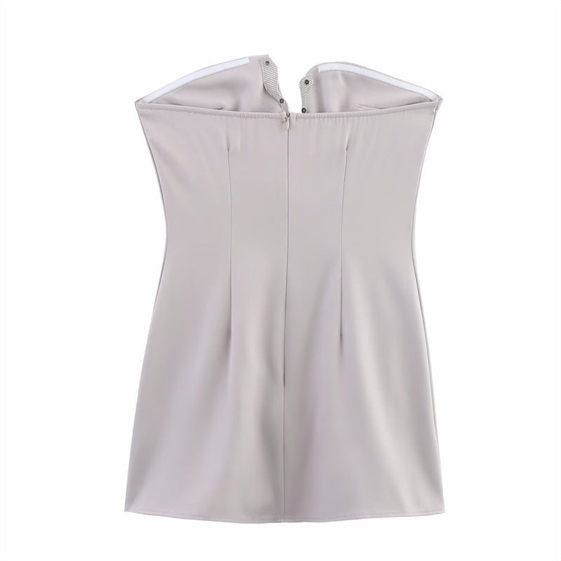 Summer Rhinestone Tube Top Jumpsuit Skirt