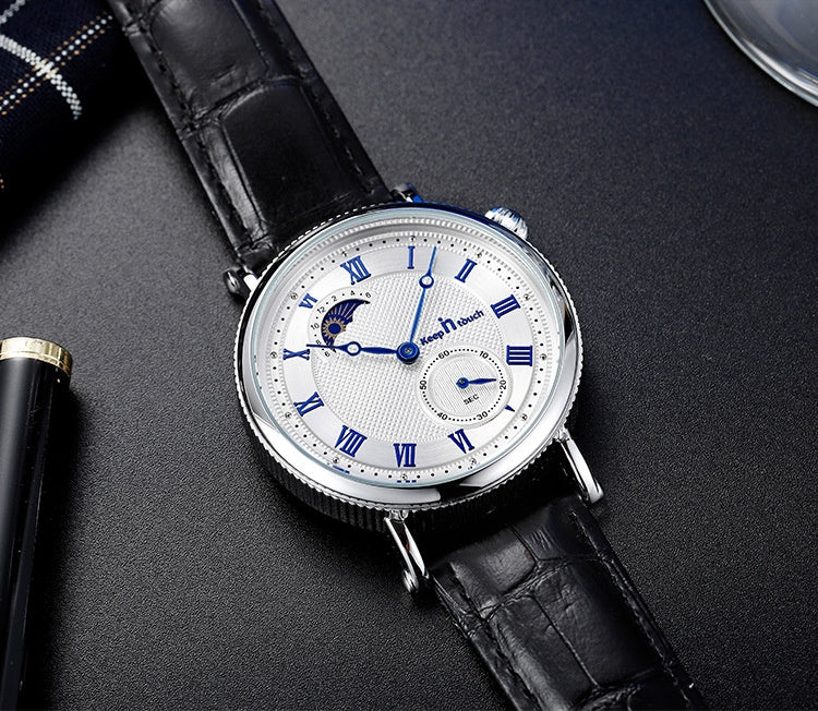 Sun Moon Star Waterproof Watch Two-pin Half Men's Watch